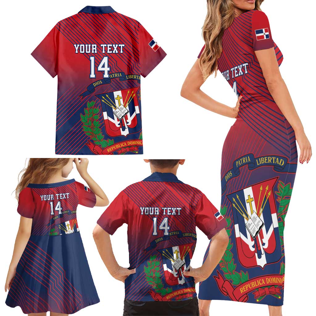 Dominican Republic 2026 Baseball Custom Family Matching Short Sleeve Bodycon Dress and Hawaiian Shirt Coat Of Arms Gradient Style - Wonder Print Shop