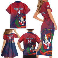 Dominican Republic 2026 Baseball Custom Family Matching Short Sleeve Bodycon Dress and Hawaiian Shirt Coat Of Arms Gradient Style - Wonder Print Shop