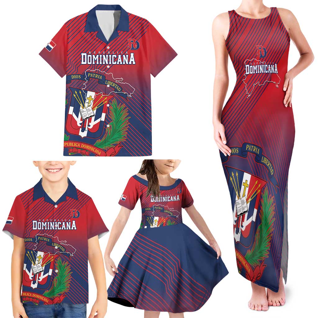Dominican Republic 2026 Baseball Custom Family Matching Tank Maxi Dress and Hawaiian Shirt Coat Of Arms Gradient Style - Wonder Print Shop