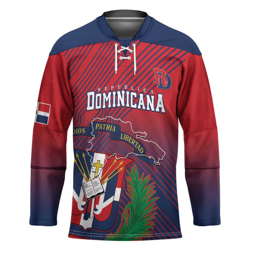 Dominican Republic 2026 Baseball Custom Hockey Jersey Coat Of Arms Gradient Style - Wonder Print Shop