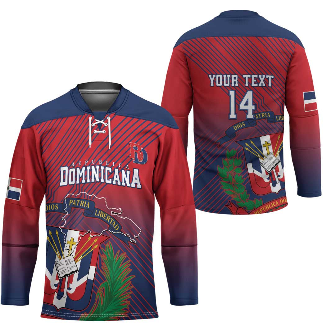 Dominican Republic 2026 Baseball Custom Hockey Jersey Coat Of Arms Gradient Style - Wonder Print Shop