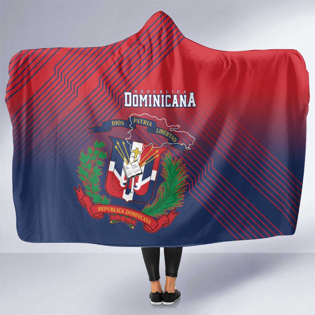 Dominican Republic 2026 Baseball Hooded Blanket Coat Of Arms Gradient Style - Wonder Print Shop