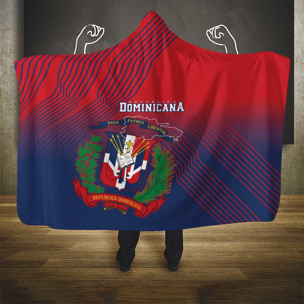 Dominican Republic 2026 Baseball Hooded Blanket Coat Of Arms Gradient Style - Wonder Print Shop