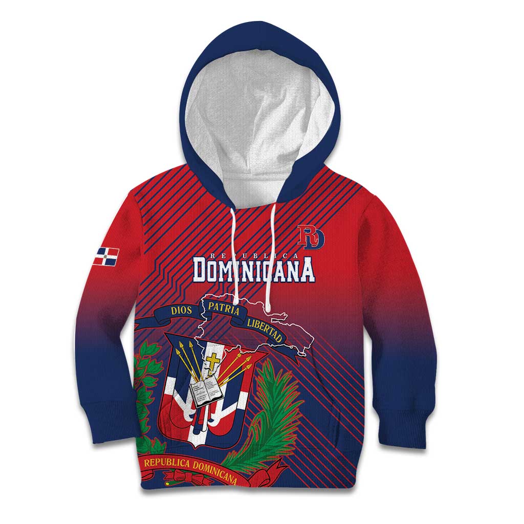 Dominican Republic 2026 Baseball Custom Kid Hoodie Coat Of Arms Gradient Style - Wonder Print Shop