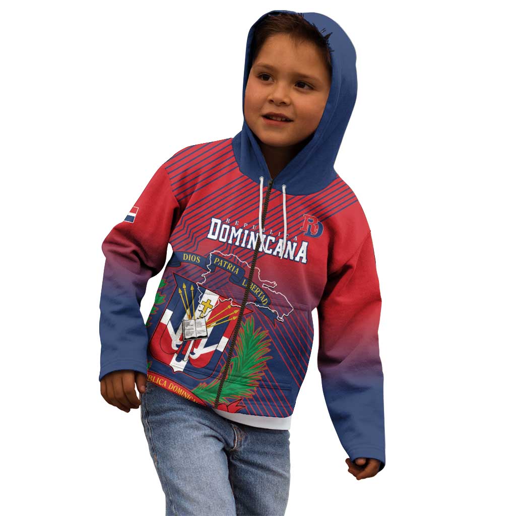 Dominican Republic 2026 Baseball Custom Kid Hoodie Coat Of Arms Gradient Style - Wonder Print Shop