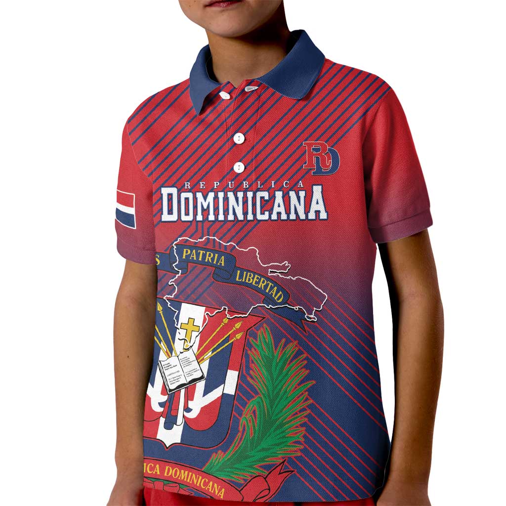Dominican Republic 2026 Baseball Custom Kid Polo Shirt Coat Of Arms Gradient Style - Wonder Print Shop