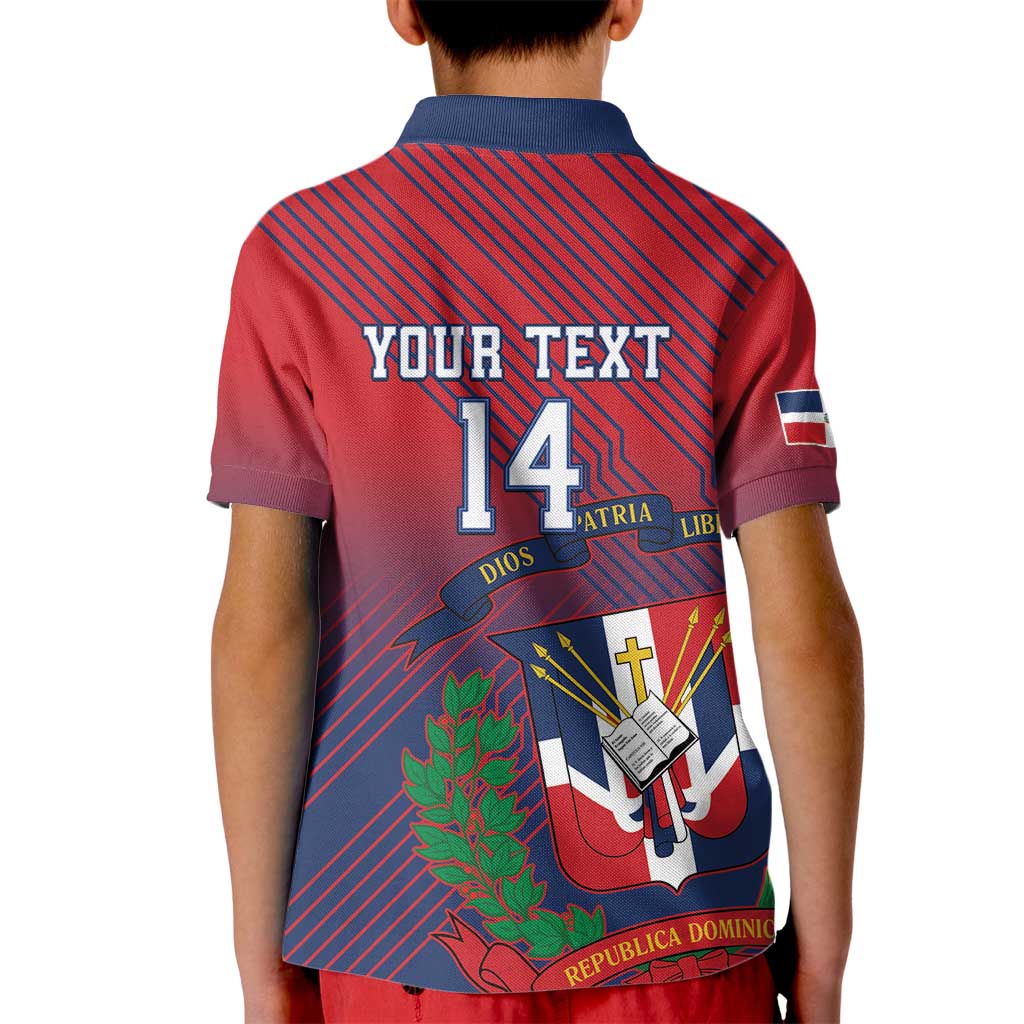 Dominican Republic 2026 Baseball Custom Kid Polo Shirt Coat Of Arms Gradient Style - Wonder Print Shop