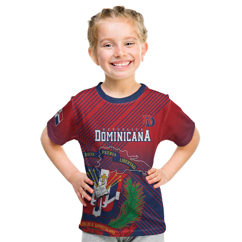 Dominican Republic 2026 Baseball Custom Kid T Shirt Coat Of Arms Gradient Style - Wonder Print Shop