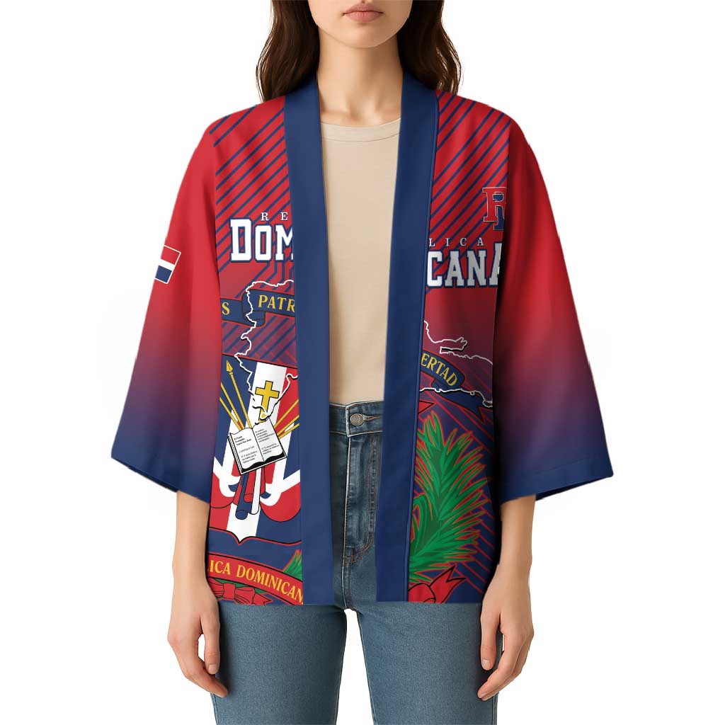 Dominican Republic 2026 Baseball Custom Kimono Coat Of Arms Gradient Style - Wonder Print Shop