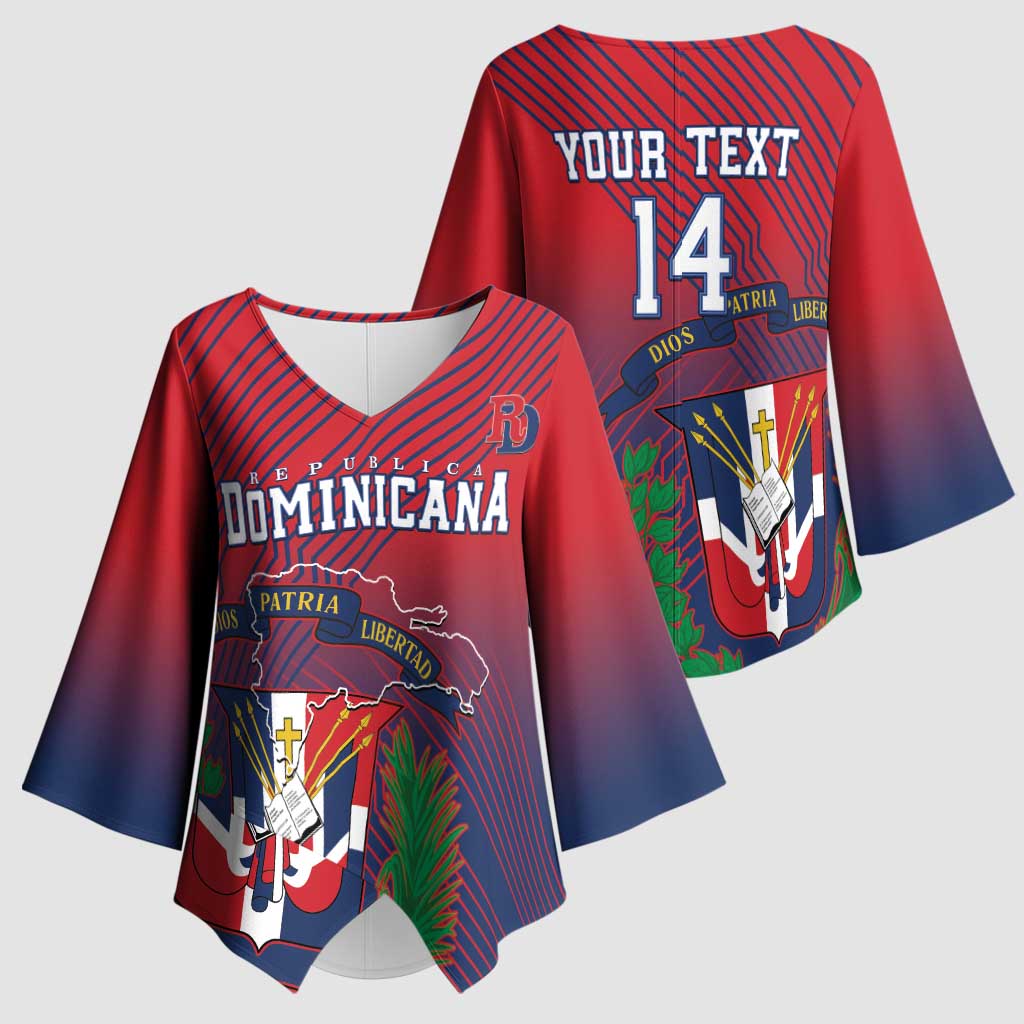 Dominican Republic 2026 Baseball Custom Kimono Sleeve Blouse Coat Of Arms Gradient Style - Wonder Print Shop