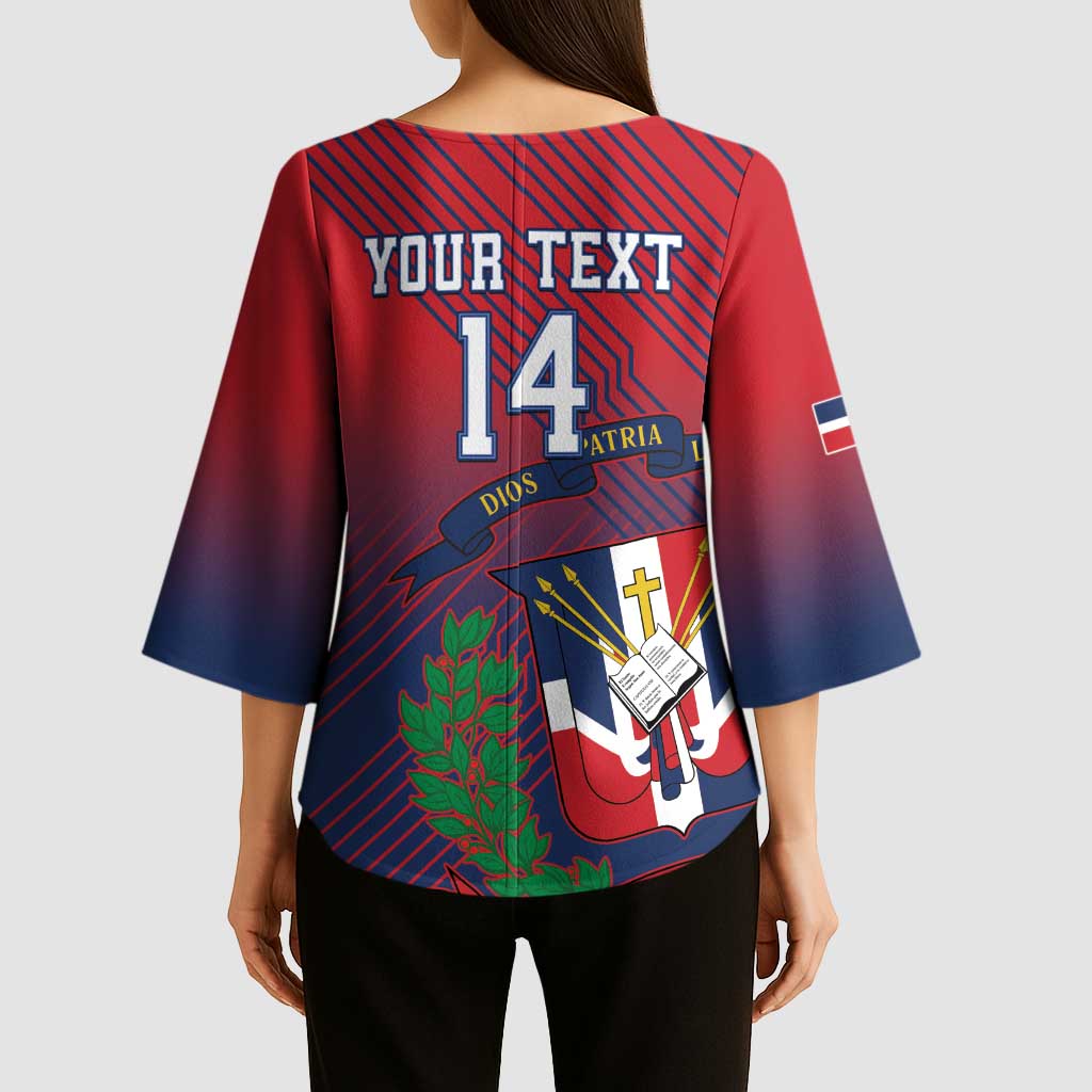 Dominican Republic 2026 Baseball Custom Kimono Sleeve Blouse Coat Of Arms Gradient Style - Wonder Print Shop