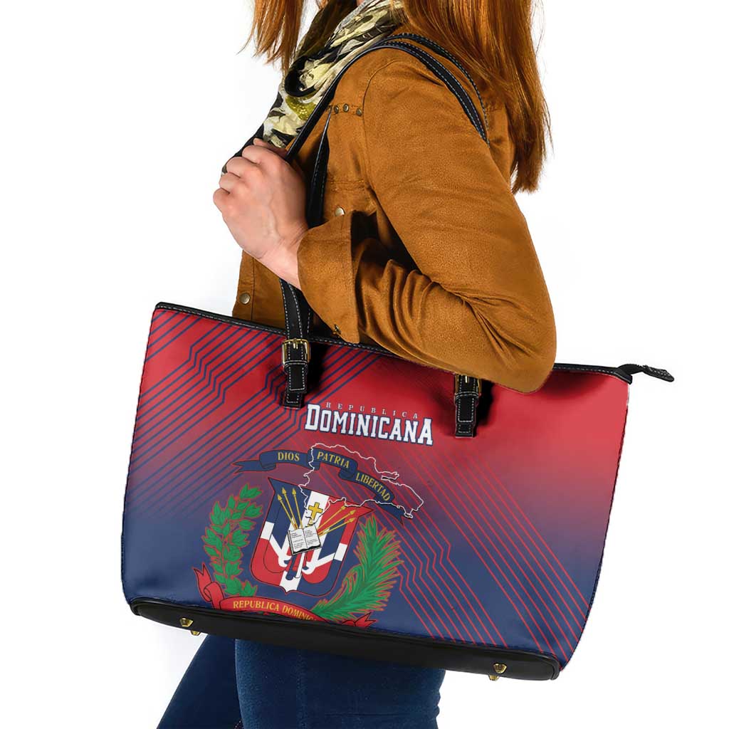 Dominican Republic 2026 Baseball Leather Tote Bag Coat Of Arms Gradient Style - Wonder Print Shop