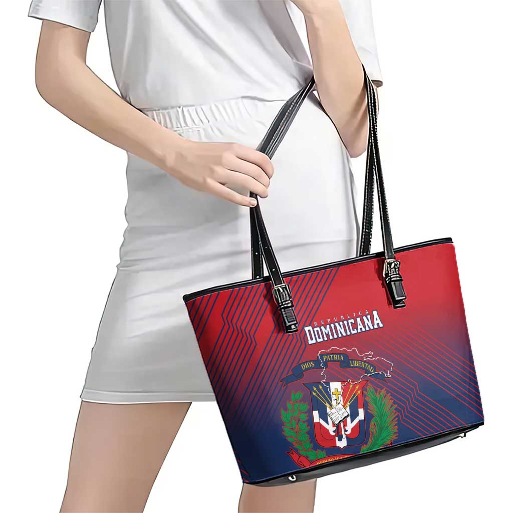 Dominican Republic 2026 Baseball Leather Tote Bag Coat Of Arms Gradient Style - Wonder Print Shop