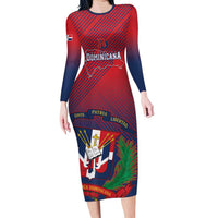 Dominican Republic 2026 Baseball Custom Long Sleeve Bodycon Dress Coat Of Arms Gradient Style - Wonder Print Shop