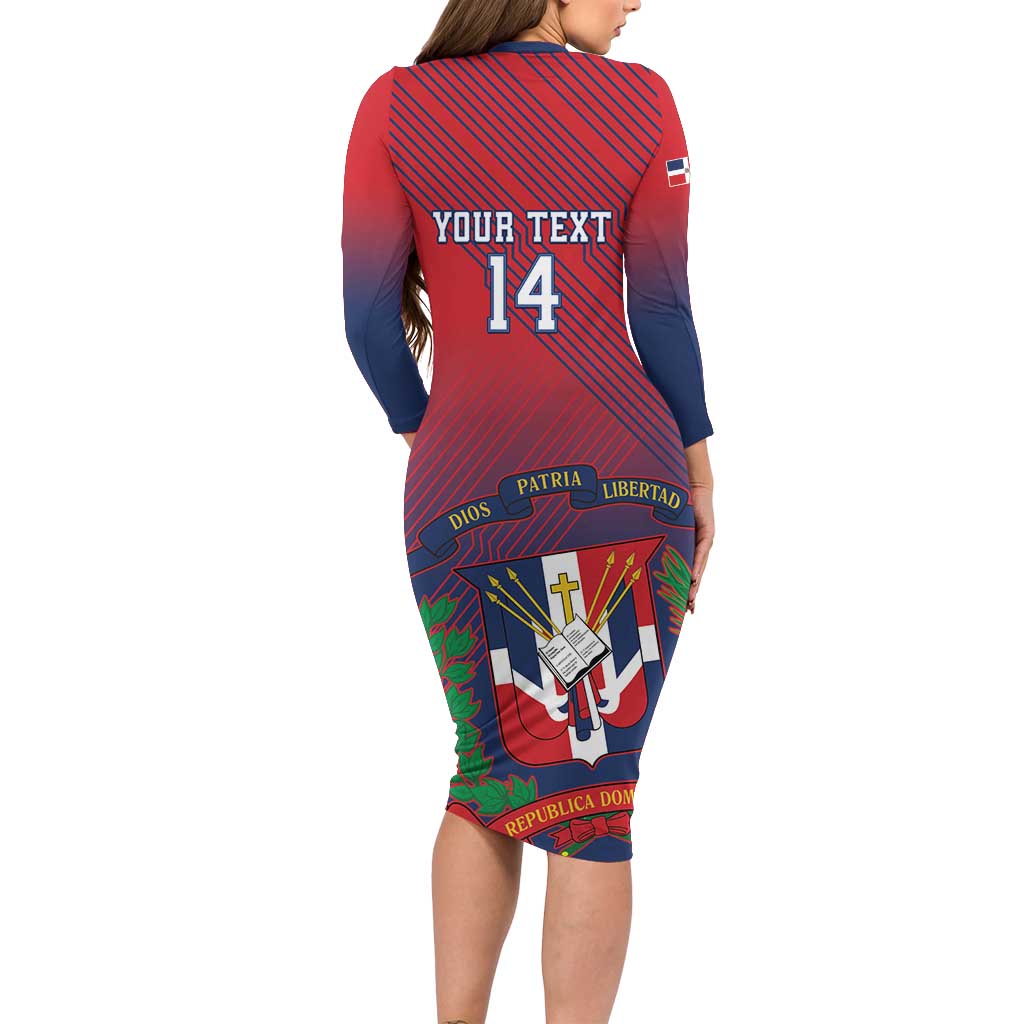 Dominican Republic 2026 Baseball Custom Long Sleeve Bodycon Dress Coat Of Arms Gradient Style - Wonder Print Shop
