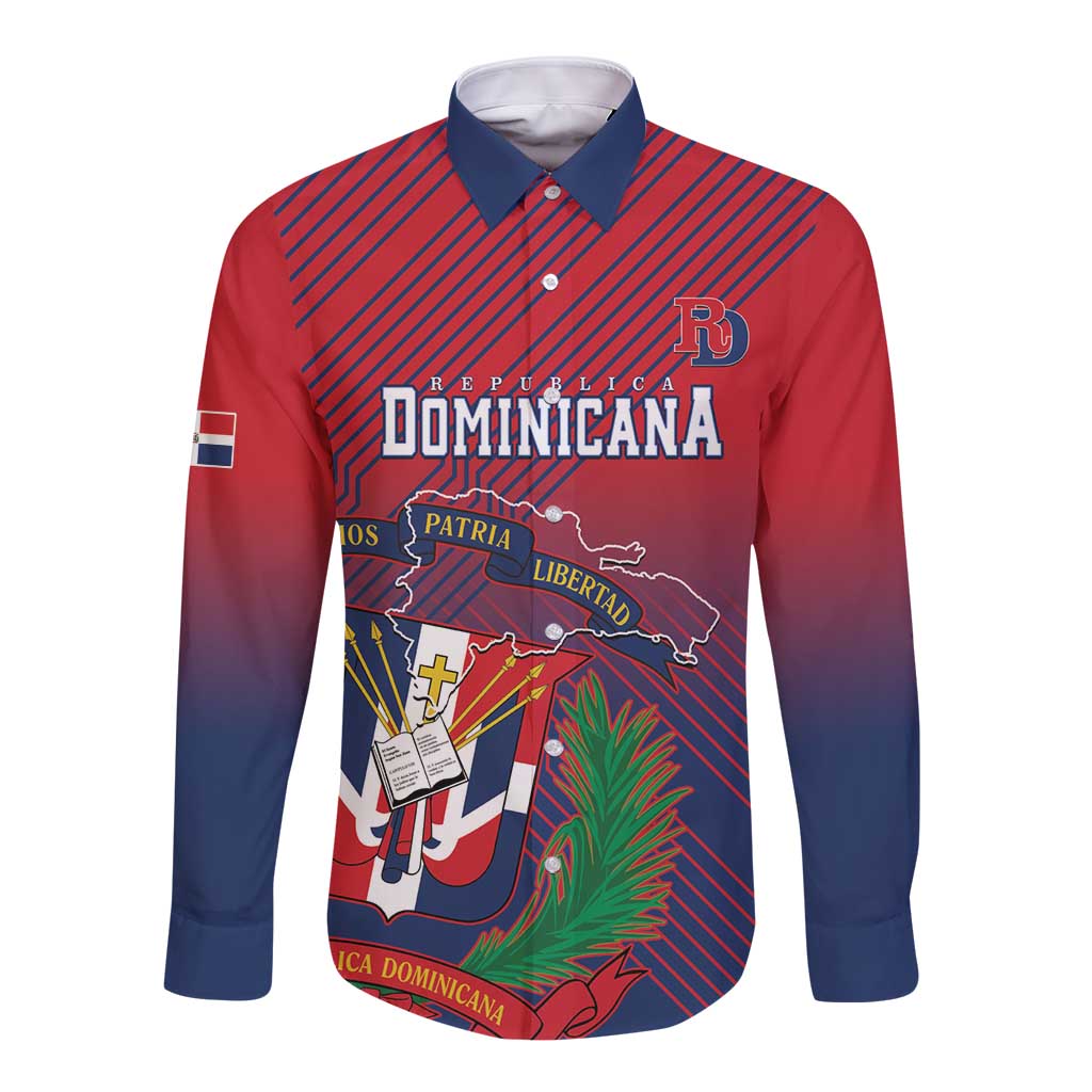 Dominican Republic 2026 Baseball Custom Long Sleeve Button Shirt Coat Of Arms Gradient Style - Wonder Print Shop