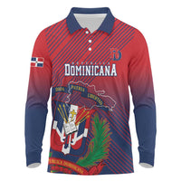 Dominican Republic 2026 Baseball Custom Long Sleeve Polo Shirt Coat Of Arms Gradient Style - Wonder Print Shop
