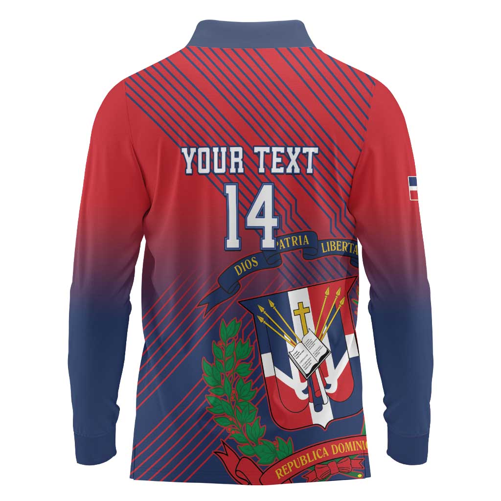 Dominican Republic 2026 Baseball Custom Long Sleeve Polo Shirt Coat Of Arms Gradient Style - Wonder Print Shop