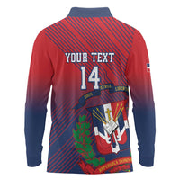 Dominican Republic 2026 Baseball Custom Long Sleeve Polo Shirt Coat Of Arms Gradient Style - Wonder Print Shop