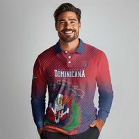 Dominican Republic 2026 Baseball Custom Long Sleeve Polo Shirt Coat Of Arms Gradient Style - Wonder Print Shop