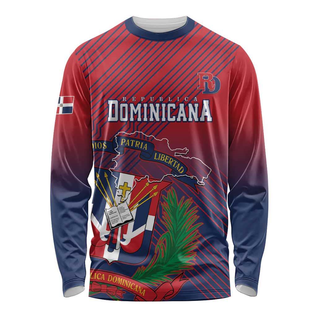 Dominican Republic 2026 Baseball Custom Long Sleeve Shirt Coat Of Arms Gradient Style - Wonder Print Shop