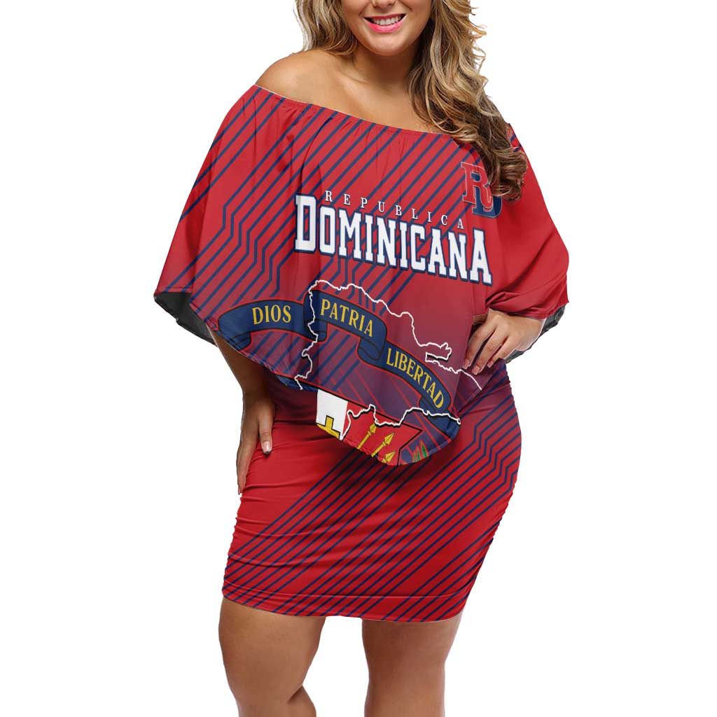 Dominican Republic 2026 Baseball Custom Off Shoulder Short Dress Coat Of Arms Gradient Style - Wonder Print Shop