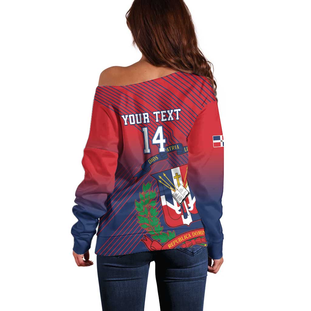 Dominican Republic 2026 Baseball Custom Off Shoulder Sweater Coat Of Arms Gradient Style - Wonder Print Shop