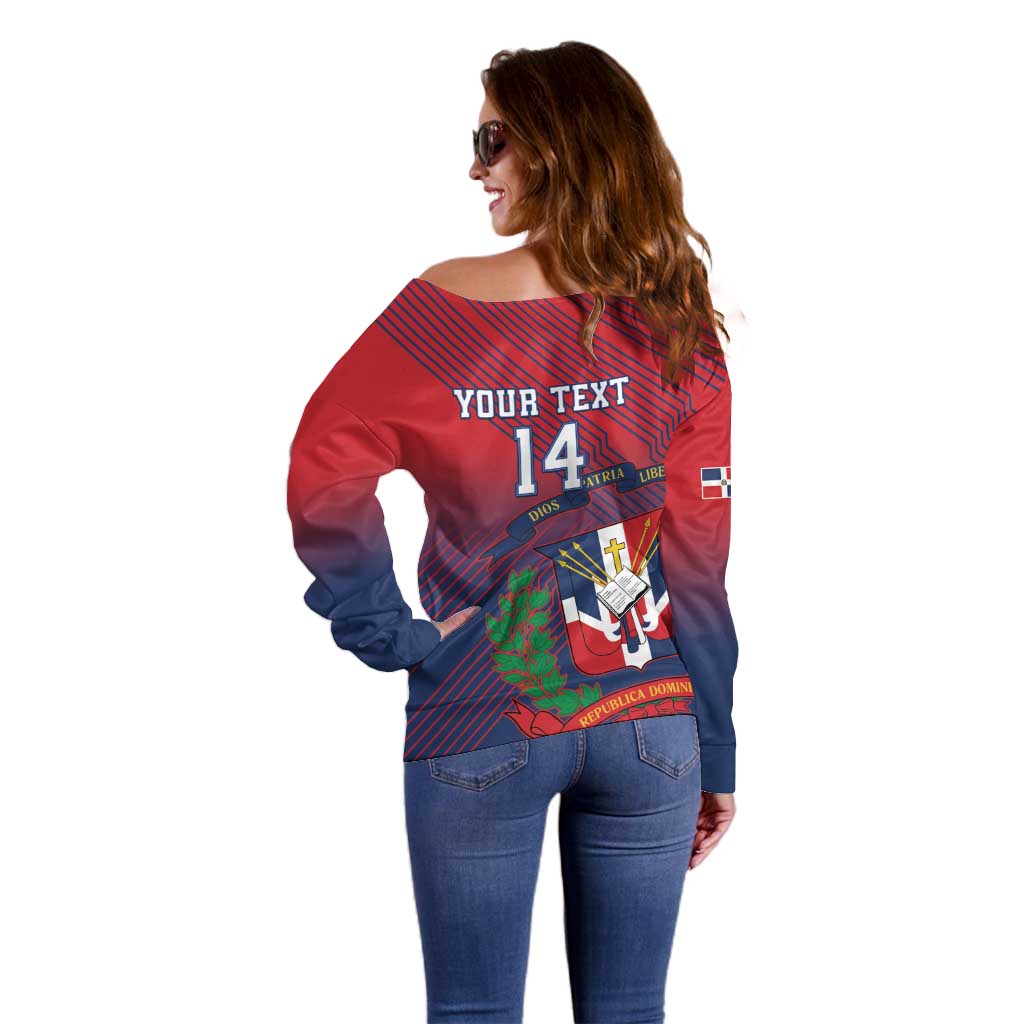 Dominican Republic 2026 Baseball Custom Off Shoulder Sweater Coat Of Arms Gradient Style - Wonder Print Shop