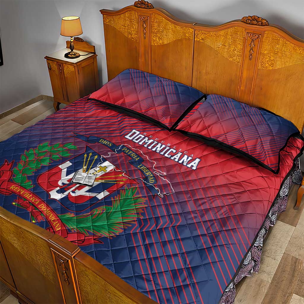 Dominican Republic 2026 Baseball Quilt Bed Set Coat Of Arms Gradient Style - Wonder Print Shop