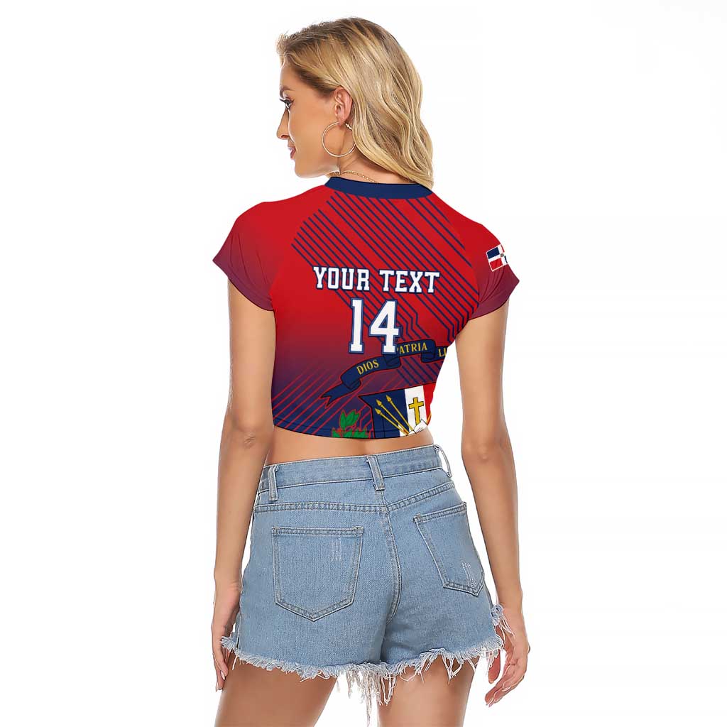 Dominican Republic 2026 Baseball Custom Raglan Cropped T Shirt Coat Of Arms Gradient Style - Wonder Print Shop