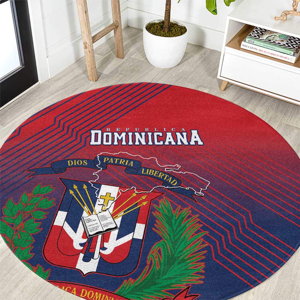 Dominican Republic 2026 Baseball Round Carpet Coat Of Arms Gradient Style - Wonder Print Shop