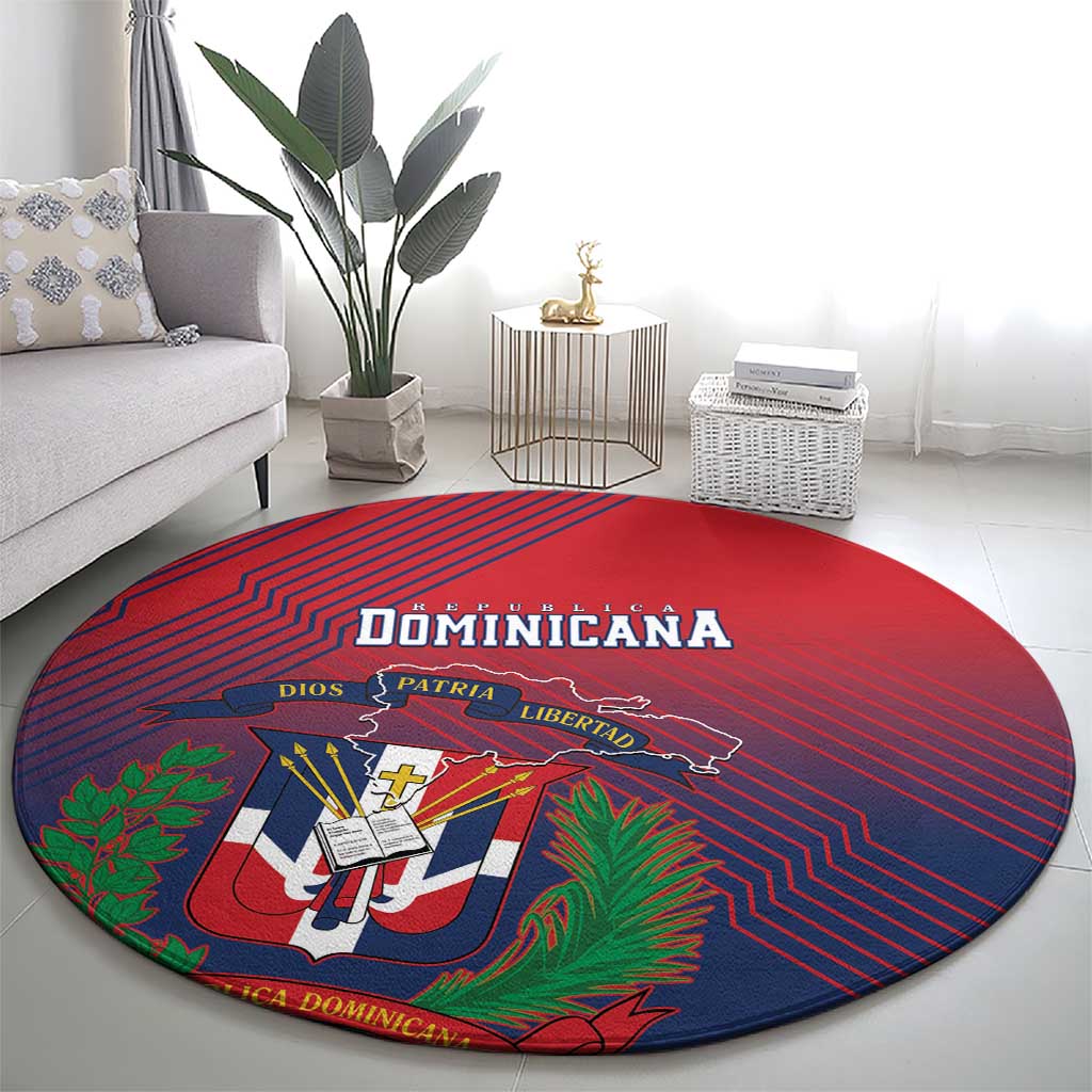 Dominican Republic 2026 Baseball Round Carpet Coat Of Arms Gradient Style - Wonder Print Shop