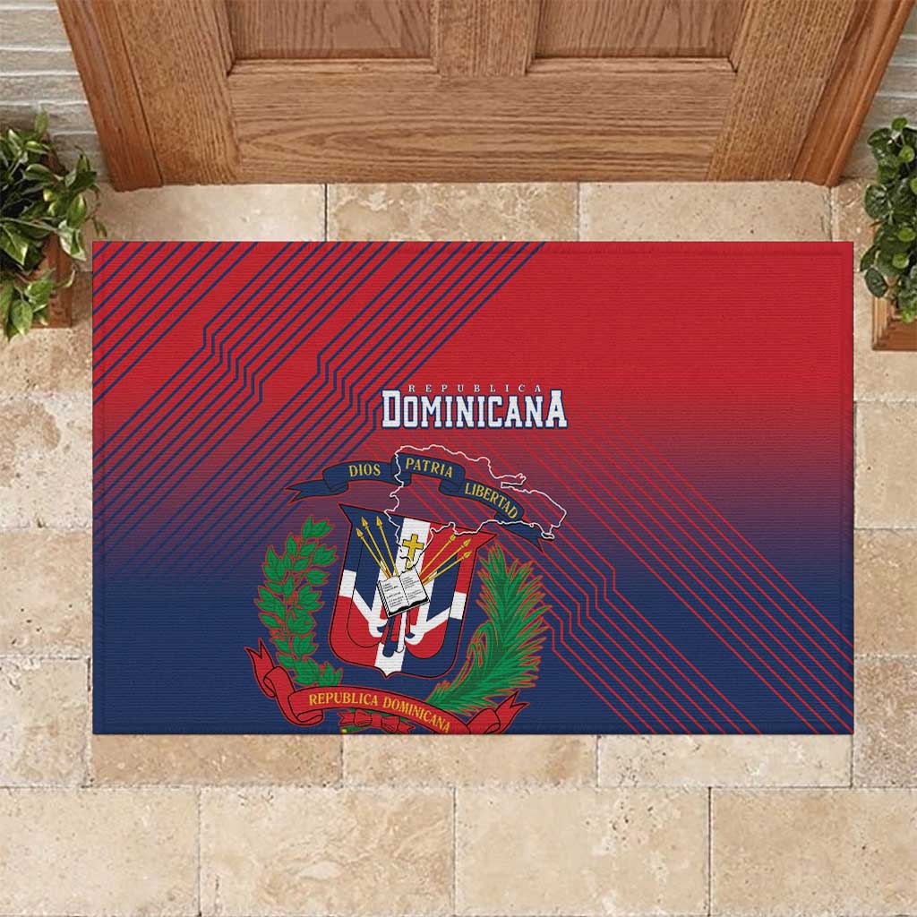 Dominican Republic 2026 Baseball Rubber Doormat Coat Of Arms Gradient Style - Wonder Print Shop