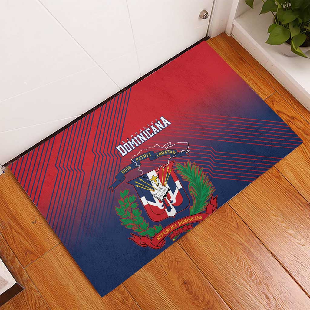 Dominican Republic 2026 Baseball Rubber Doormat Coat Of Arms Gradient Style - Wonder Print Shop
