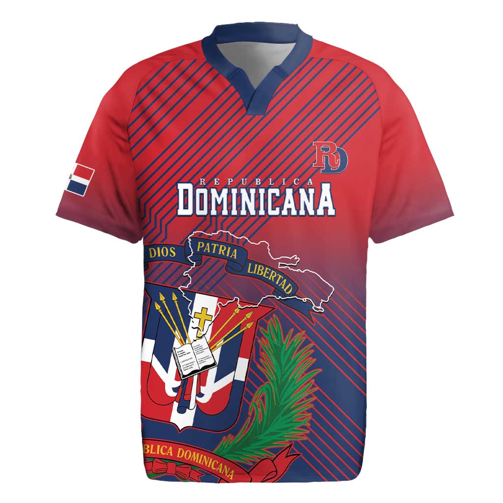 Dominican Republic 2026 Baseball Custom Rugby Jersey Coat Of Arms Gradient Style - Wonder Print Shop