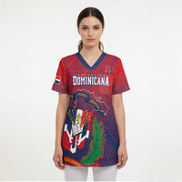 Dominican Republic 2026 Baseball Custom Scrub Top Coat Of Arms Gradient Style - Wonder Print Shop