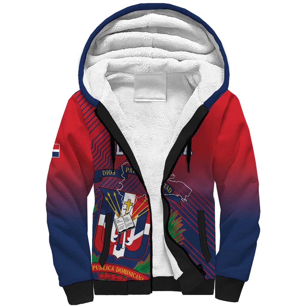 Dominican Republic 2026 Baseball Custom Sherpa Hoodie Coat Of Arms Gradient Style - Wonder Print Shop