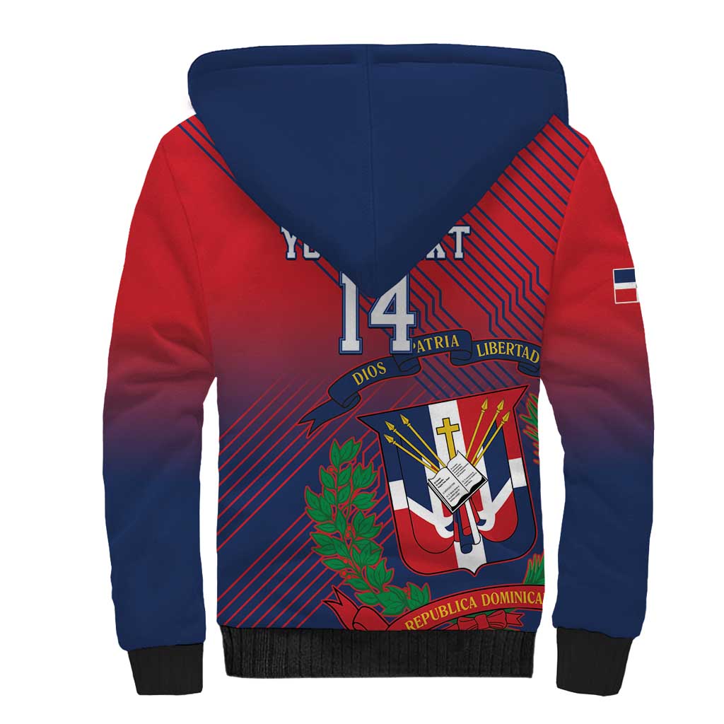 Dominican Republic 2026 Baseball Custom Sherpa Hoodie Coat Of Arms Gradient Style - Wonder Print Shop
