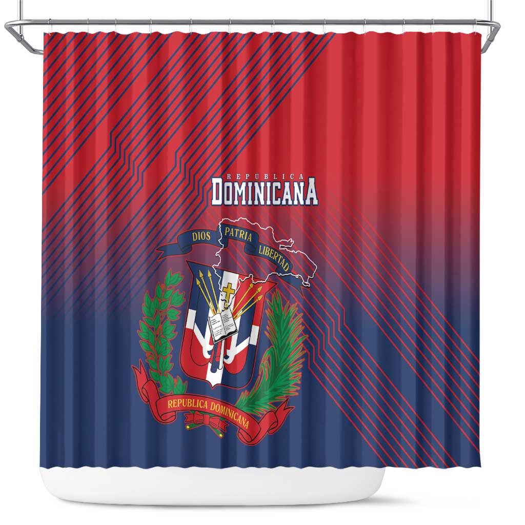 Dominican Republic 2026 Baseball Shower Curtain Coat Of Arms Gradient Style - Wonder Print Shop