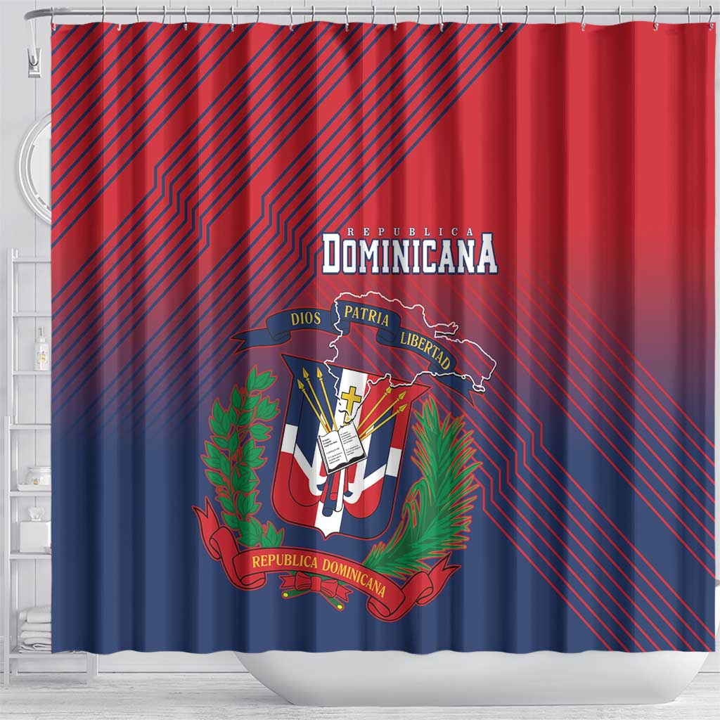 Dominican Republic 2026 Baseball Shower Curtain Coat Of Arms Gradient Style - Wonder Print Shop