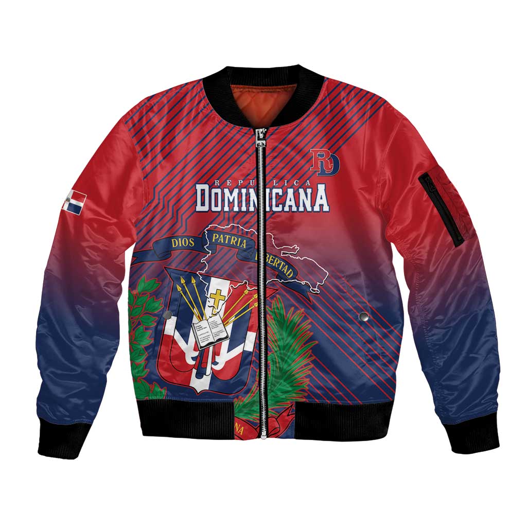 Dominican Republic 2026 Baseball Custom Sleeve Zip Bomber Jacket Coat Of Arms Gradient Style - Wonder Print Shop