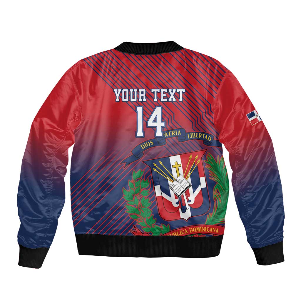 Dominican Republic 2026 Baseball Custom Sleeve Zip Bomber Jacket Coat Of Arms Gradient Style - Wonder Print Shop