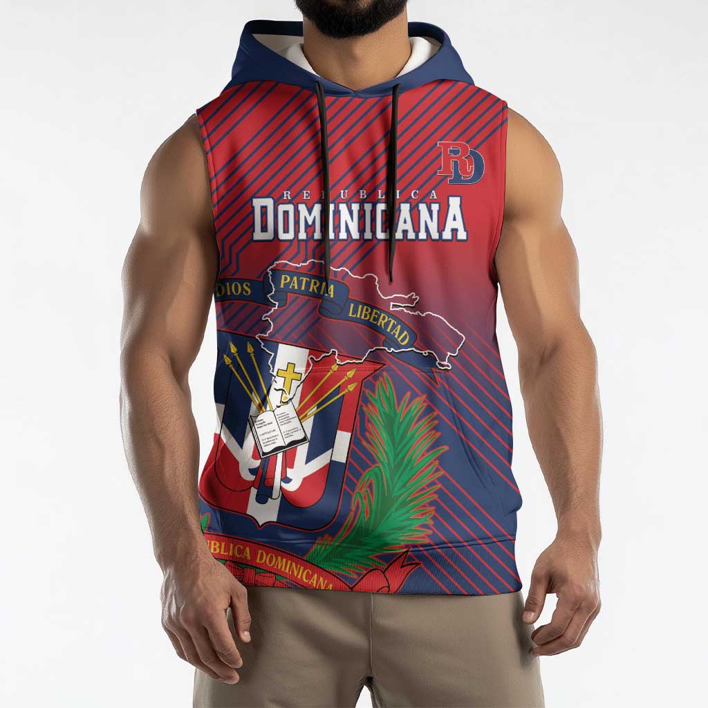 Dominican Republic 2026 Baseball Custom Sleeveless Hoodie Coat Of Arms Gradient Style - Wonder Print Shop