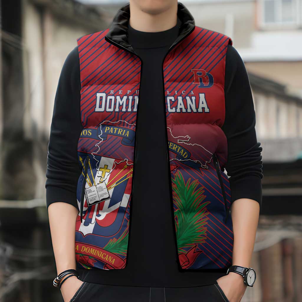Dominican Republic 2026 Baseball Custom Sleeveless Puffer Jacket Coat Of Arms Gradient Style - Wonder Print Shop