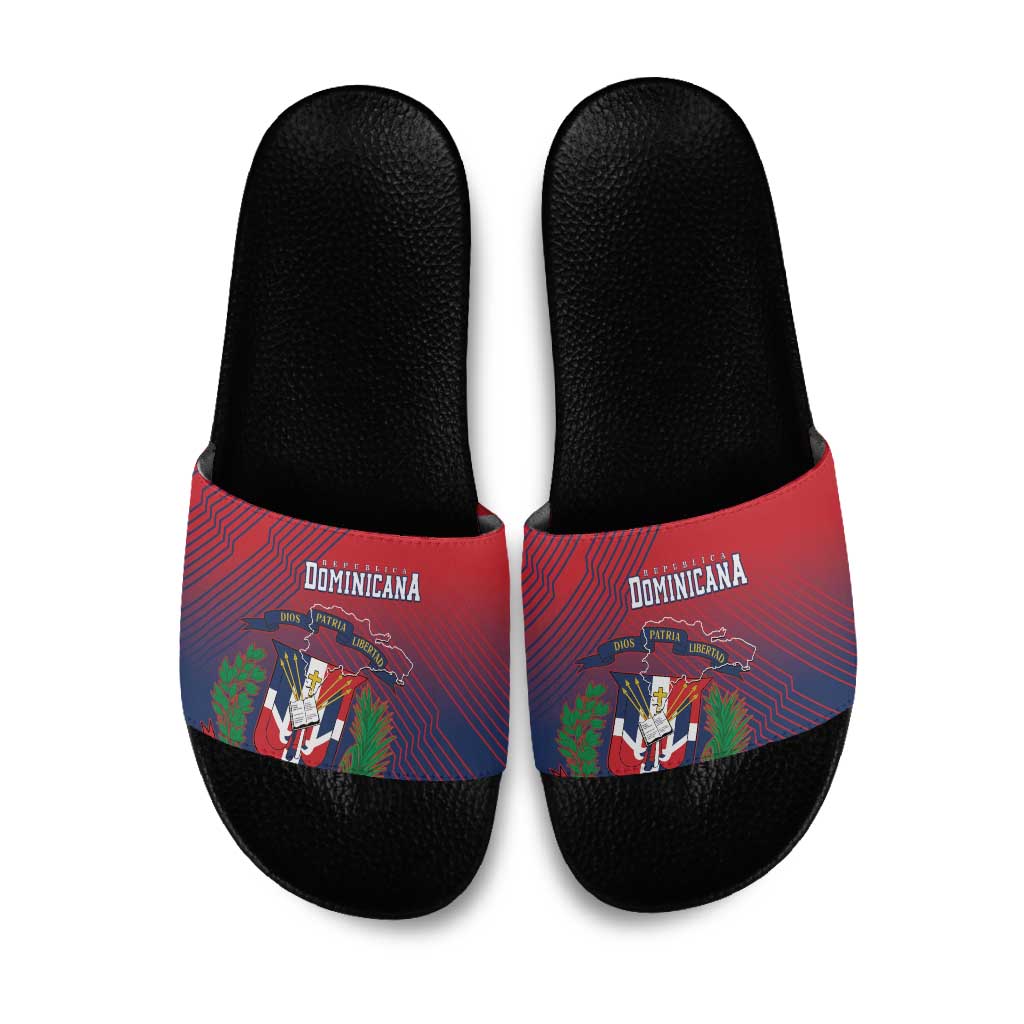 Dominican Republic 2026 Baseball Slide Sandals Coat Of Arms Gradient Style - Wonder Print Shop