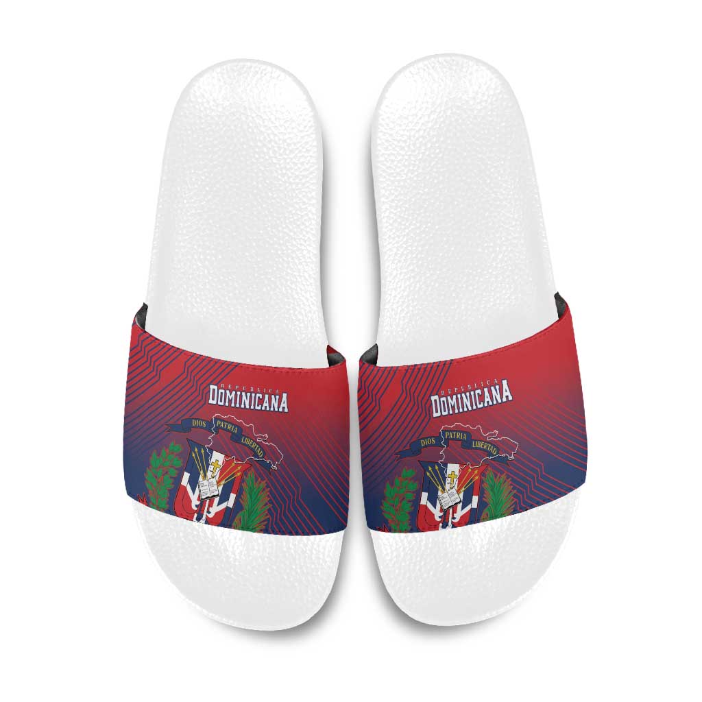 Dominican Republic 2026 Baseball Slide Sandals Coat Of Arms Gradient Style - Wonder Print Shop