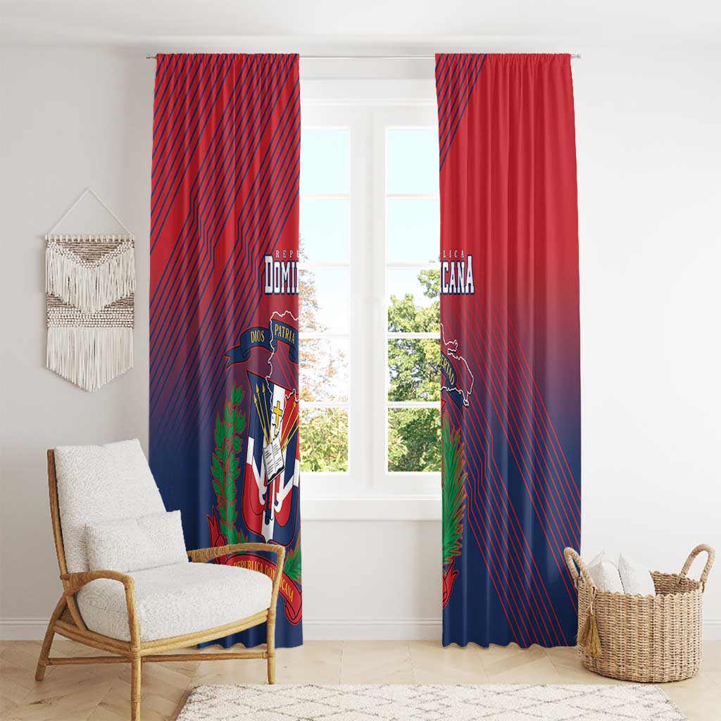 Dominican Republic 2026 Baseball Window Curtain Coat Of Arms Gradient Style - Wonder Print Shop