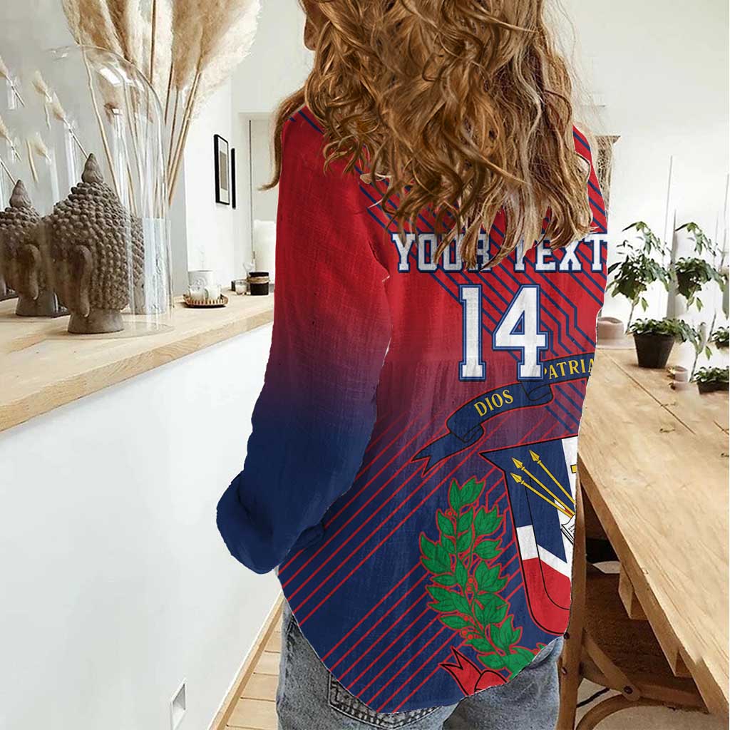 Dominican Republic 2026 Baseball Custom Women Casual Shirt Coat Of Arms Gradient Style - Wonder Print Shop