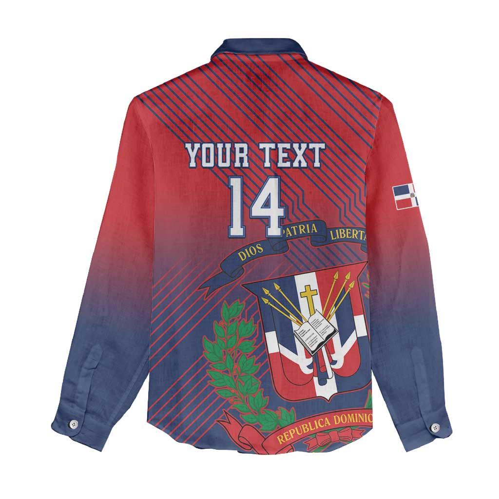 Dominican Republic 2026 Baseball Custom Women Casual Shirt Coat Of Arms Gradient Style - Wonder Print Shop