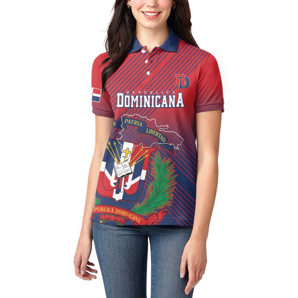 Dominican Republic 2026 Baseball Custom Women Polo Shirt Coat Of Arms Gradient Style - Wonder Print Shop